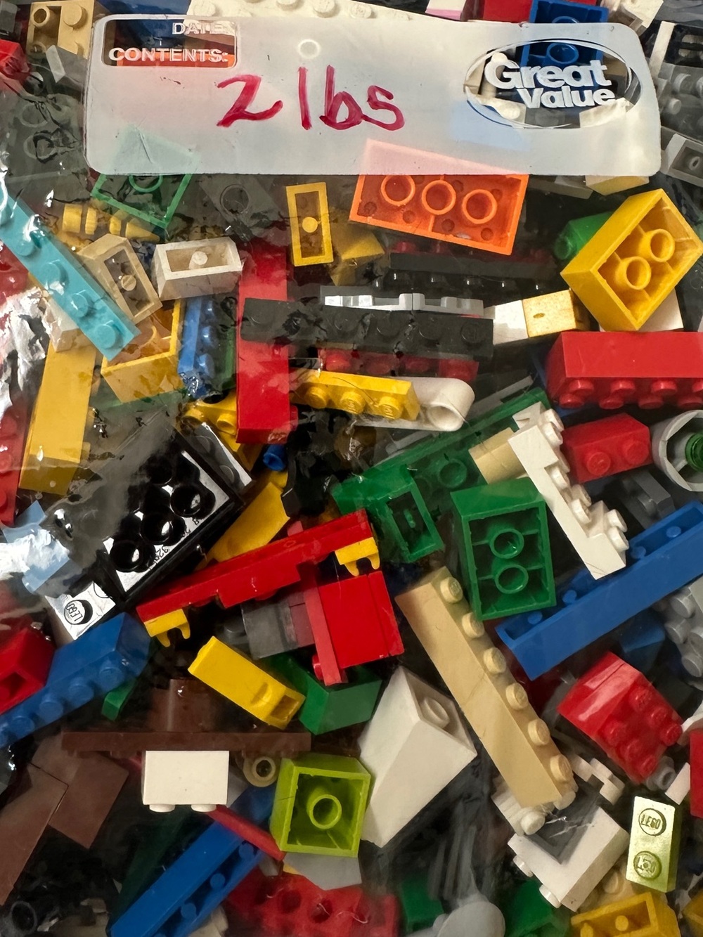 2 lb mixed lot of Lego bricks- variety of sizes colors & style pieces